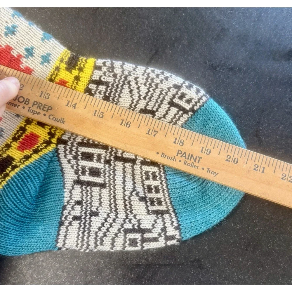 Christmas Stocking Knitted Robot Red Teal 20
